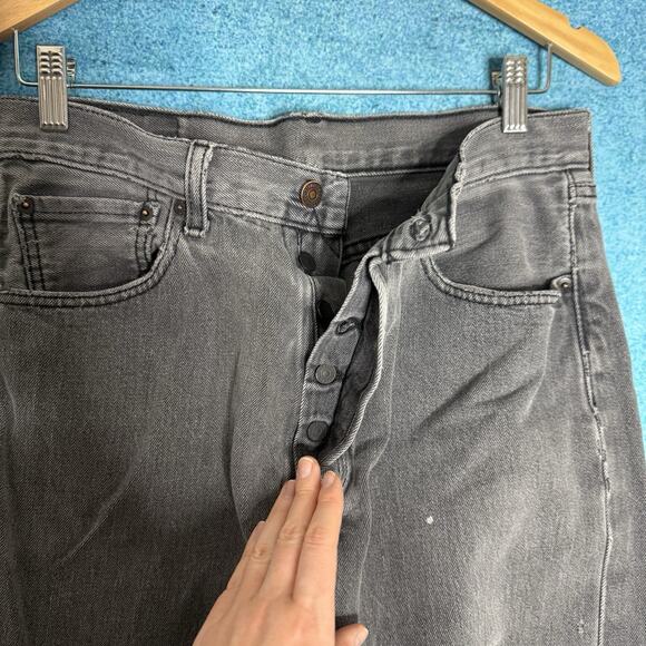 Levi’s 501 Men’s Jeans 34x30 Gray Straight Leg Button Fly Denim Fits 32x25.5 - Picture 10 of 16